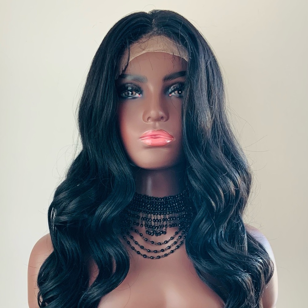 Gorgeous 28” Black 13x4 Versatile Lace Front Premium Fiber Wig